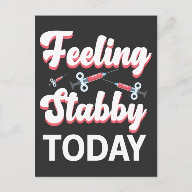 Postal Humor Fragmento Jeringa Dibujar Venipuntura Sanguí (Anverso)