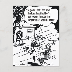 Postal Humor militar, lugar seguro, cosecha divertida