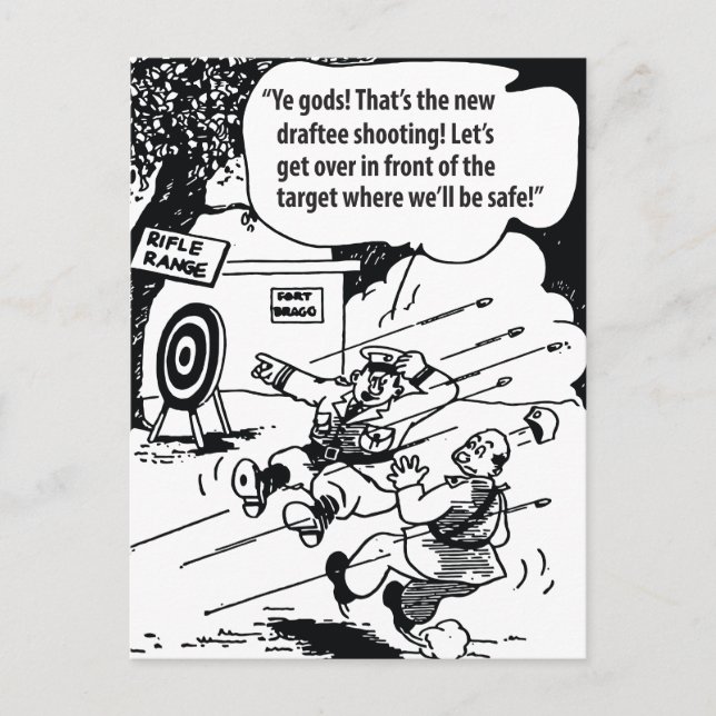 Postal Humor militar, lugar seguro, cosecha divertida (Anverso)