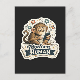 Postal Humor Monstruo Humano Mono Teléfono Inteligente Re