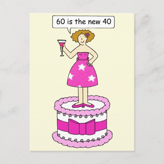 Postal Humor para su 60 cumpleaños 60 es el nuevo 40 (Anverso)