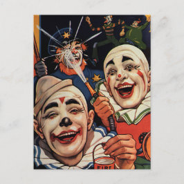Postal Humor vintage, payasos de circo risible y policía