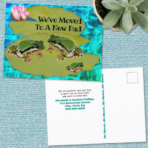 Postal Humorous Frogs Lilies Pad We Moved Announcement