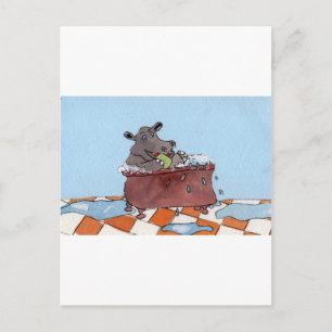 Postal Humphrey Hippo's Bath de Sue Ellis.jpg