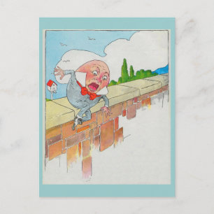 Postal Humpty Dumpty sentado en la pared