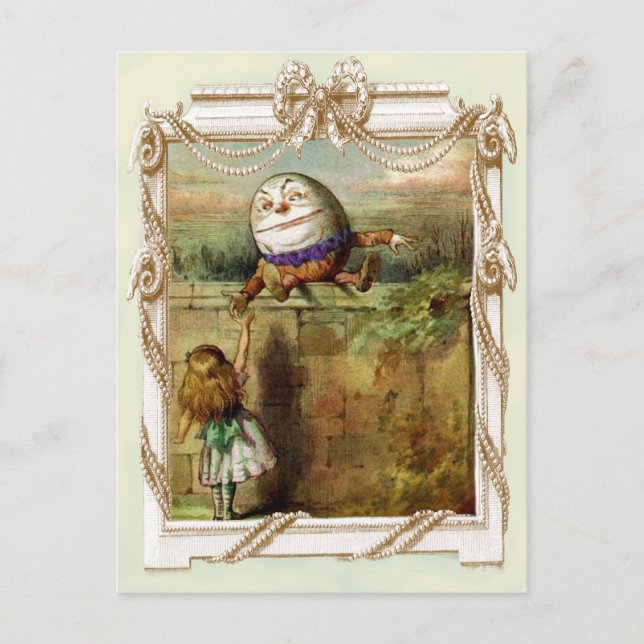 Postal Humpty Dumpty y Alice (Anverso)