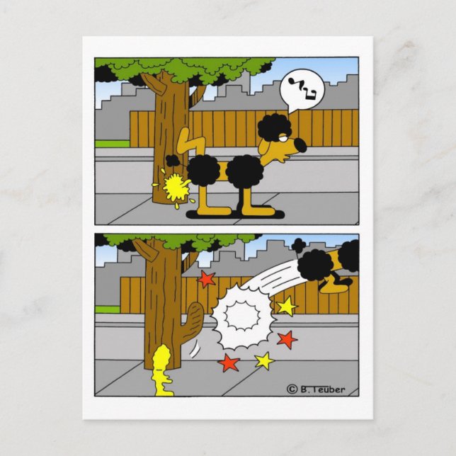 Postal Hund pinkelt an Baum (Anverso)