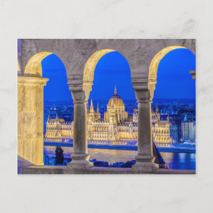 Postal Hungarian Parliament Building at Dusk