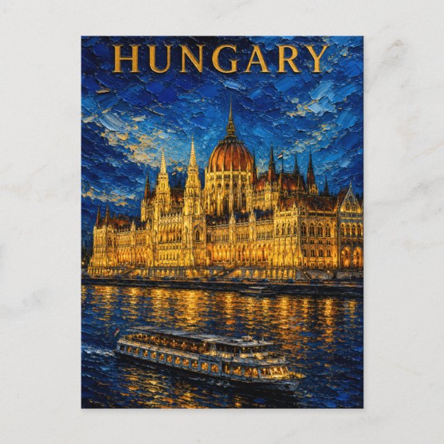 Postal Hungary: Night Glow Budapest Art Souvenir (Anverso)