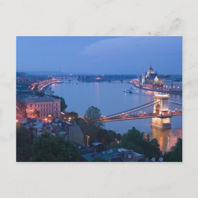 Postal HUNGRÍA, Budapest: Puente de Szechenyi (Cadena), 2 (Anverso)