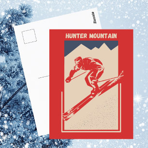Postal Hunter Mountain Nueva York Vintage Retro Ski