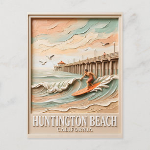 Postal Huntington Beach California Textura Surfista Surfe