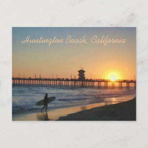 Postal Huntington Beach en Sunset Postcard