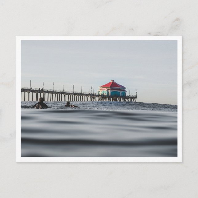 Postal Huntington Beach Pier Surfers at Ruby's Photo (Anverso)