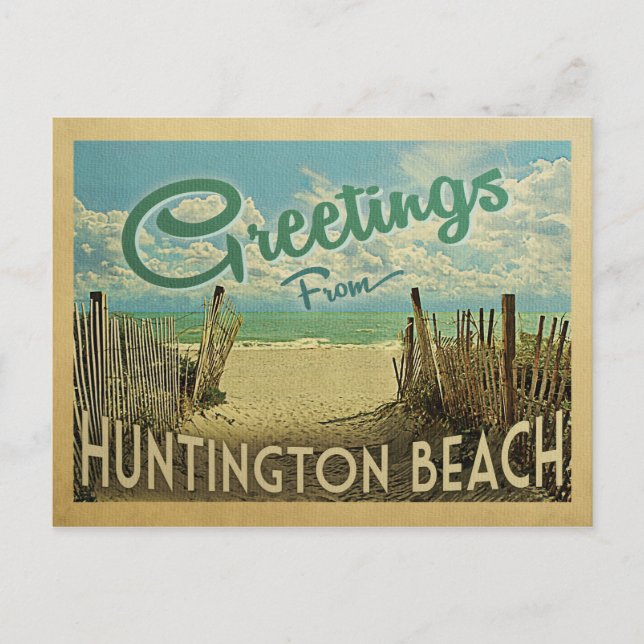 Postal Huntington Beach Vintage Travel (Anverso)