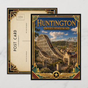 Postal Huntington Virginia Occidental Arte Deco Dorado 