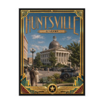 Huntsville Alabama Arte Deco Vintage Edad Dorada