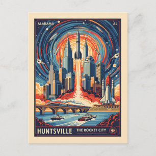 Postal Huntsville Alabama Ciudad de los Cohetes Futurista