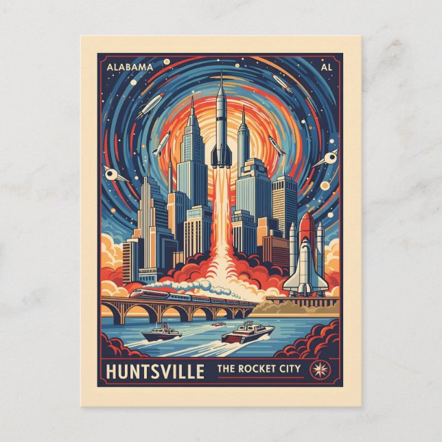 Postal Huntsville Alabama Rocket City Futuristic Space (Anverso)