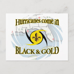 Postal Huracanes en negro y oro