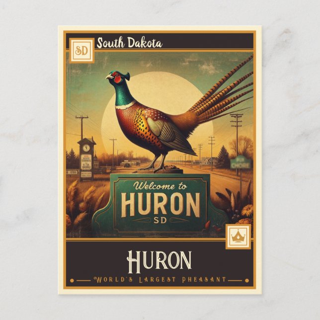Postal Huron, Dakota del Sur | Vintage (Anverso)