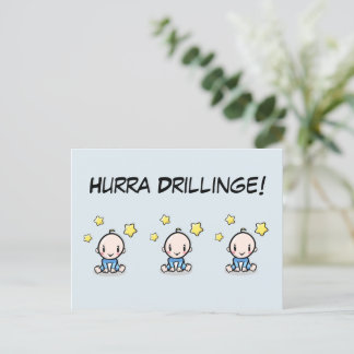 Postal Hurra Drillinge, Glückwunsch Geburt, 3 Jungs,