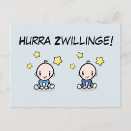 Postal Hurra Zwillinge, Glückwunsch Geburt, 2 Jungs,  