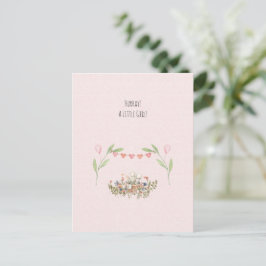 Postal Hurray A Little Girl Cute Mouse With Flowers Card