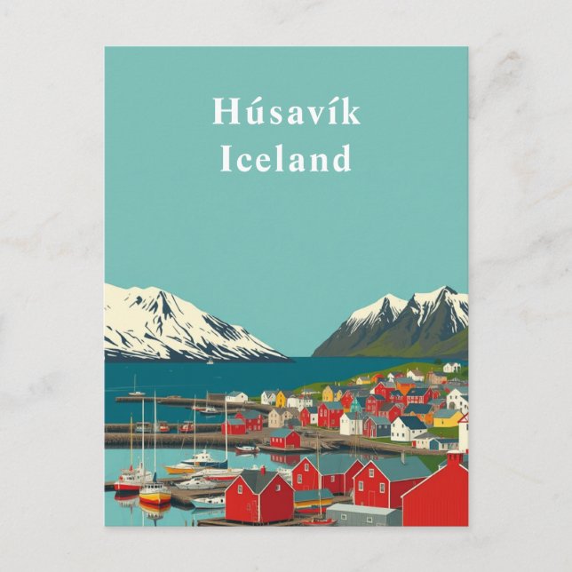Postal Húsavík, Arte de Ciudad de Islandia (Anverso)