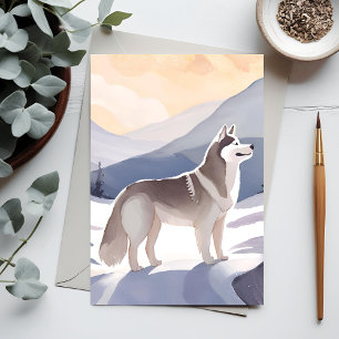 Postal Husky de Alaska   Acuarela de Mountain Dog