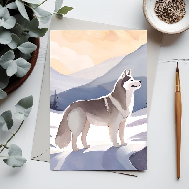 Postal Husky de Alaska | Acuarela de Mountain Dog (Subido por el creador)