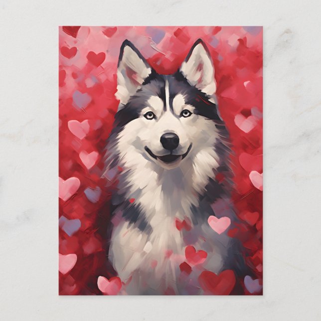 Postal Husky Día de San Valentín (Anverso)