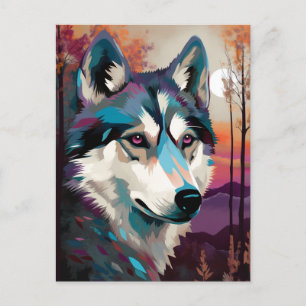 Postal Husky Modern Abstract Dog Painting Art
