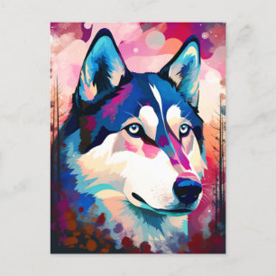Postal Husky Modern Abstract Dog Painting Art