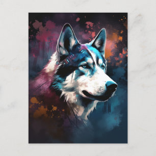 Postal Husky Modern Resumen Arte de pintura de perro