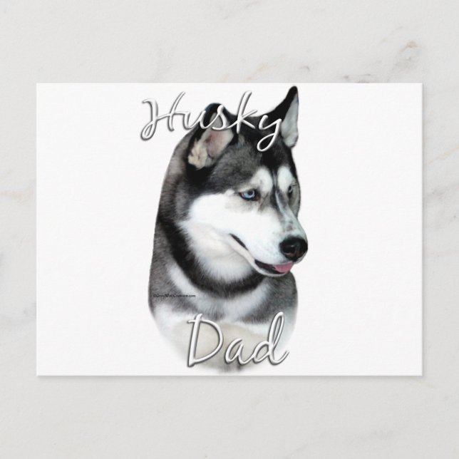 Postal Husky siberiano (negro) papá 2 (Anverso)