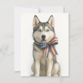 Postal Husky siberiano patriótico
