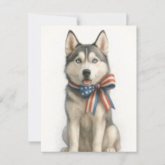 Postal Husky siberiano patriótico