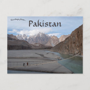 Postal Hussaini colgando el puente de Pakistán