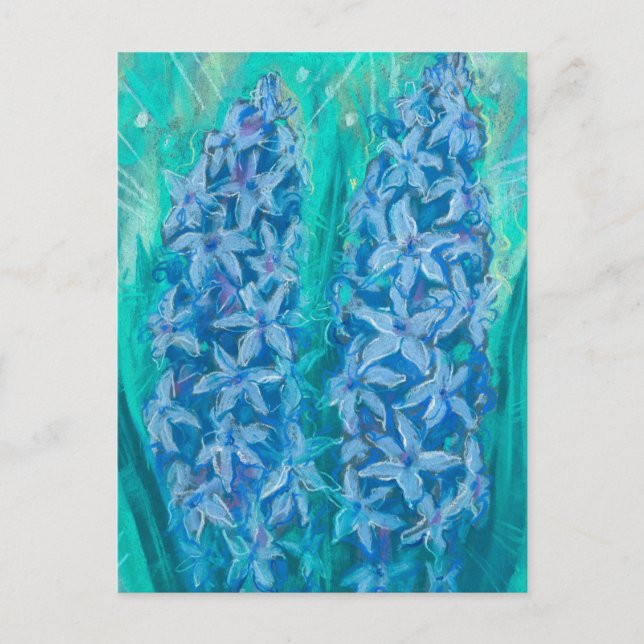 Postal Hyacinths Sping Flor Pascua Regalo Pintado Floral (Anverso)
