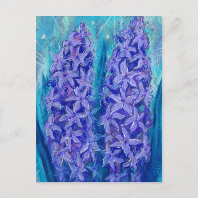 Postal Hyacinths Sping Flor Pascua Regalo Pintado Floral (Anverso)