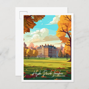 Postal Hyde Park ilustracion de viaje vintage de Londres