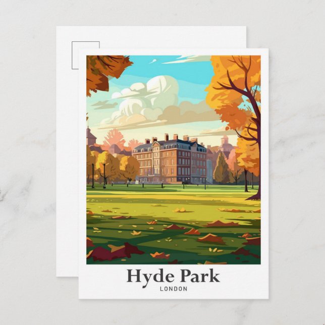 Postal Hyde Park Londres Ilustracion de viajes Inglaterra (Anverso / Reverso)