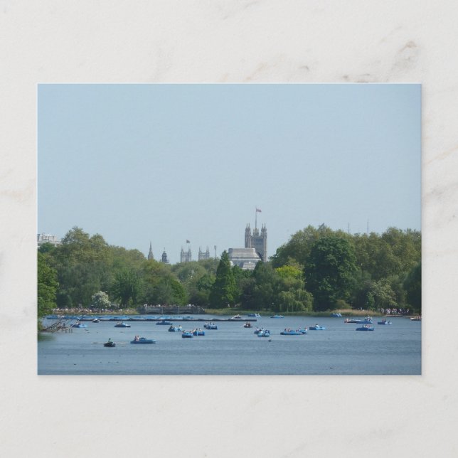 Postal Hyde Park, paseos en bote por la Serpentina (Anverso)