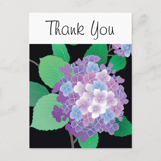 Postal Hydrangea Bella Artes floral japonés (Anverso)