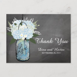 Postal Hydrangea Blue Mason Jar Chalkboard | Gracias