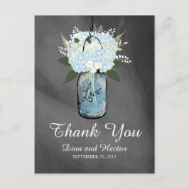Postal Hydrangea Blue Mason Jar Chalkboard | Gracias