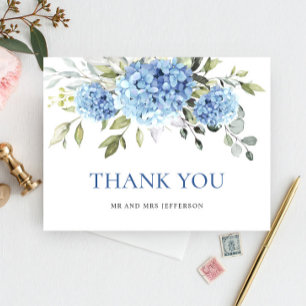 Postal Hydrangea de Eucalipto Azul Elegante Agradecimient