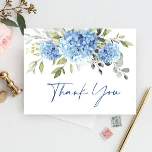 Postal Hydrangea Eucalipto Azul Elegante Gracias