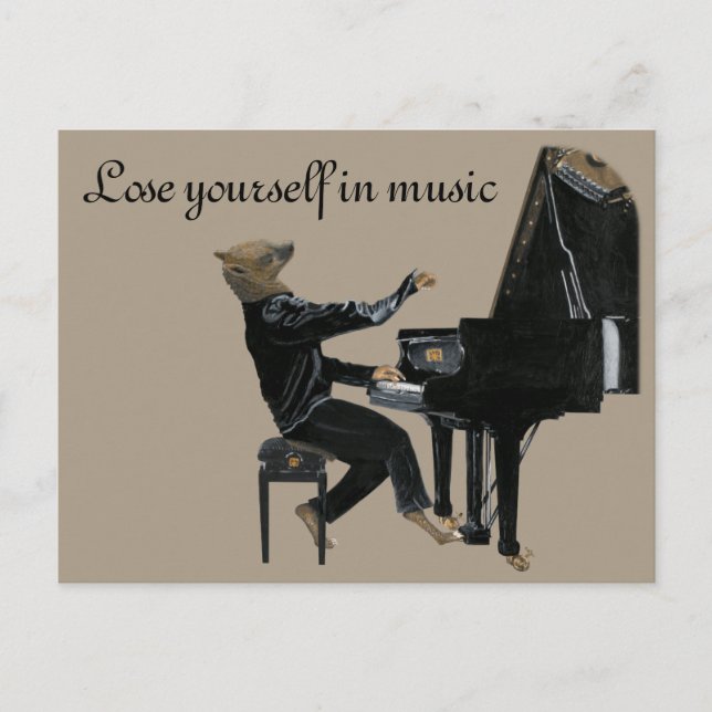 Postal Hyena Piano Music Pianist Fantasy Art Postcard (Anverso)